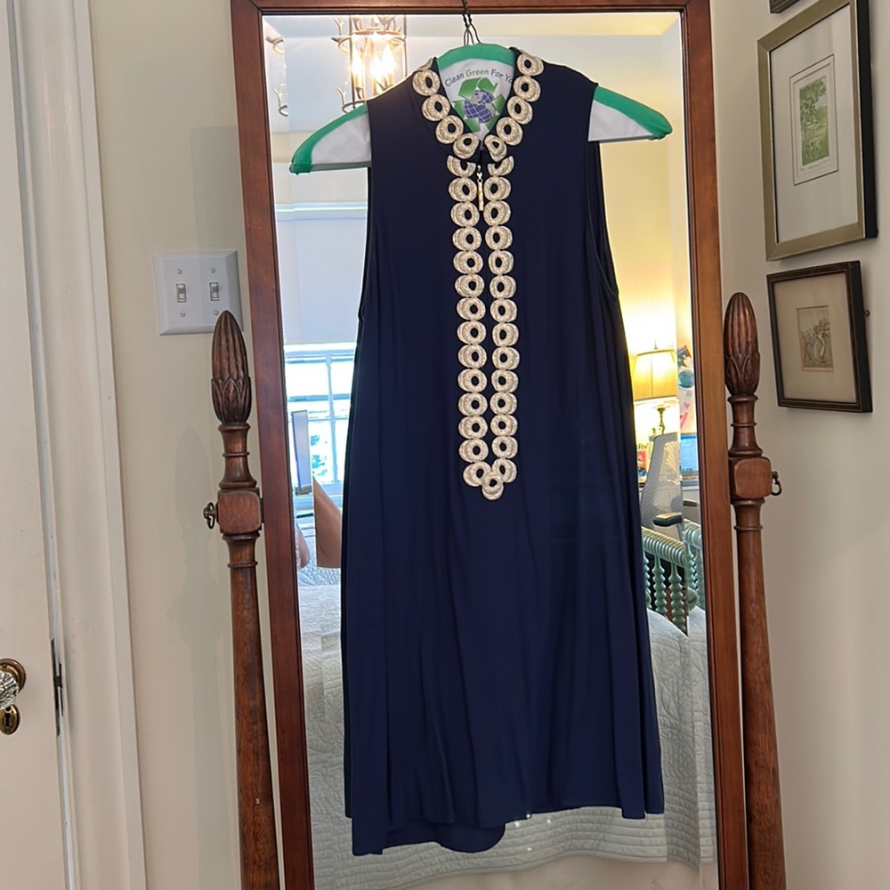 Lilly Pulitzer Navy Dress with gold Trim